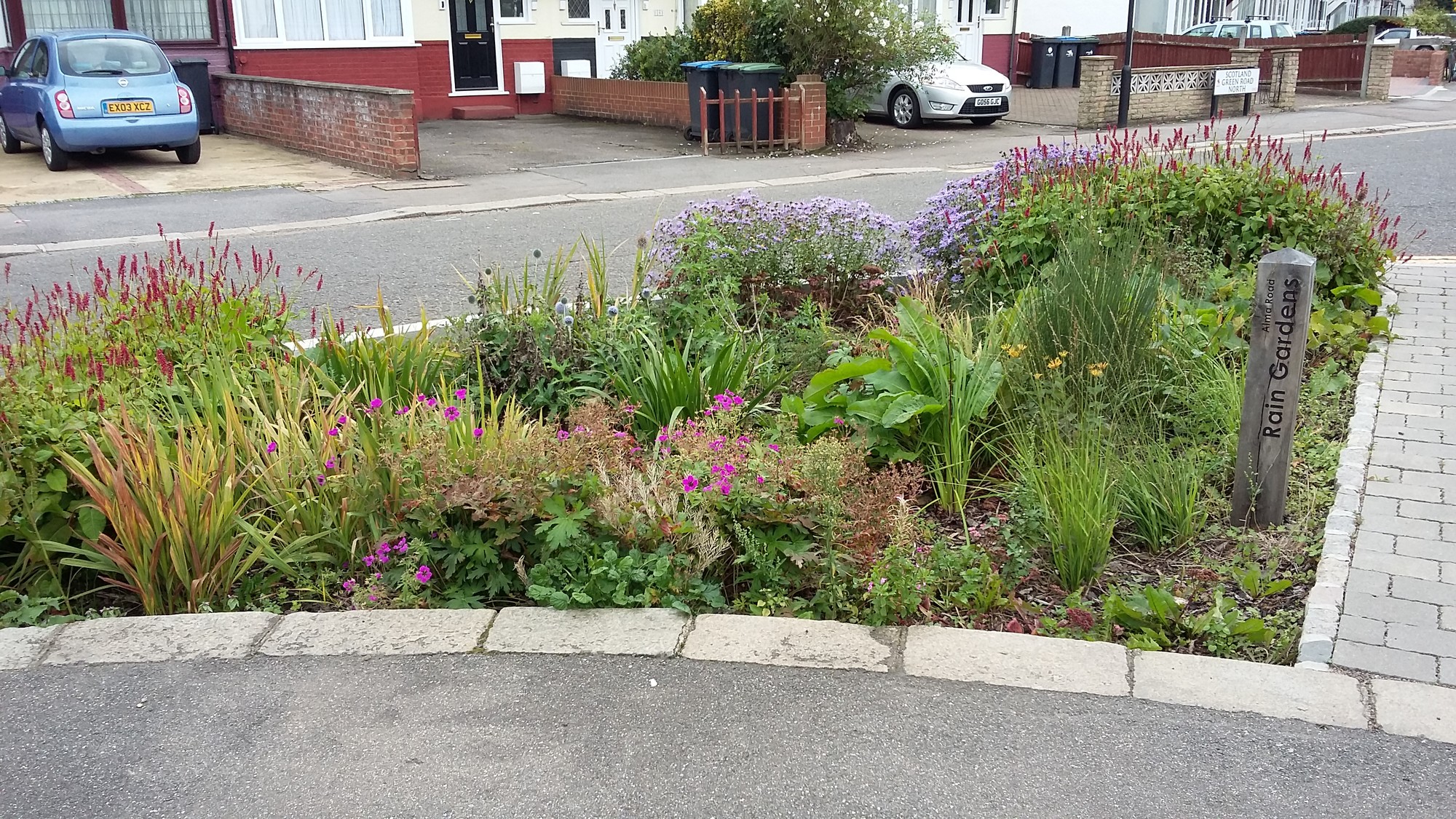 An example of a roadside rain garden - South Downs National Park Authority